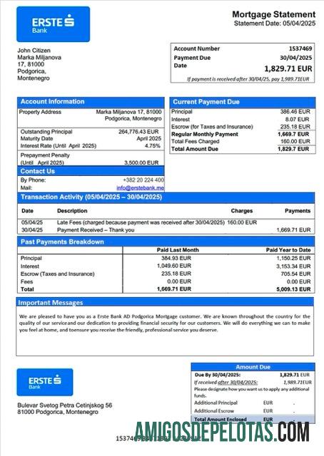 para download Montenegro Erste Bank AD Podgorica Declaração de hipoteca modelo Word e PDF